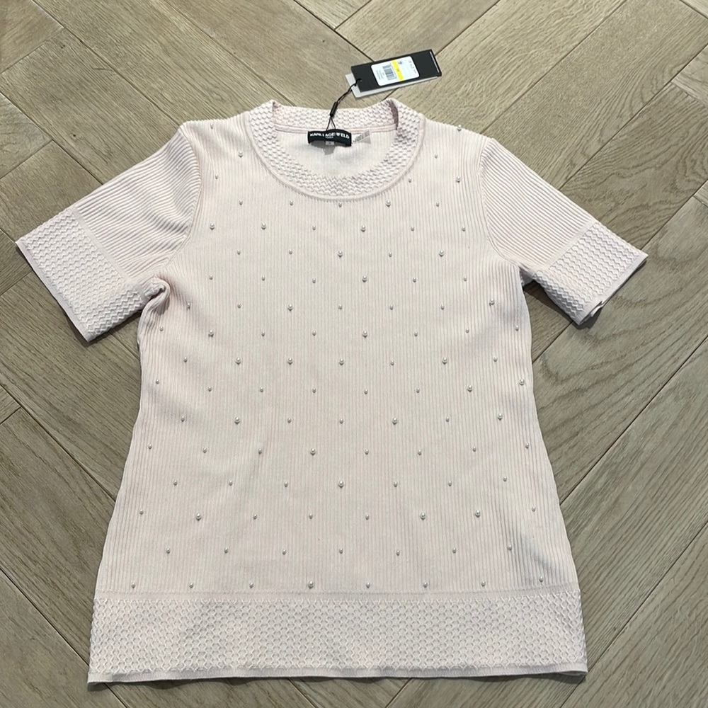 [NWT*] Karl Lagerfeld Embellished light pink top